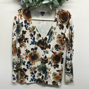 Rafaella Cardigan Floral V-Neck M